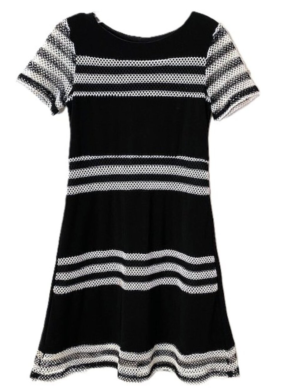 Scapa Lauren Perre Dress Stretchy Black and White Short Sleeve A Line Small